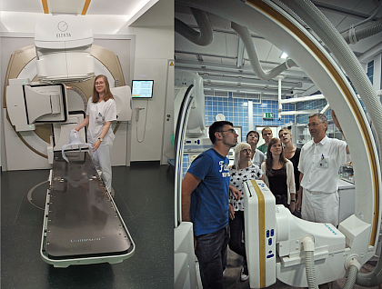 Medizin-Physik am Universitts-Klinikum Halle. (links) Medizinphysikerin Lea-
Barbara Klein an einem Partikel-Linearbeschleuniger zur Radiotherapie. (rechts) 
Medizin-Physiker und Mediziner des Universittsklinikums an einem 
Hochleistungs-Rntgenstrahler. (Fotos: Detlef Reichert)